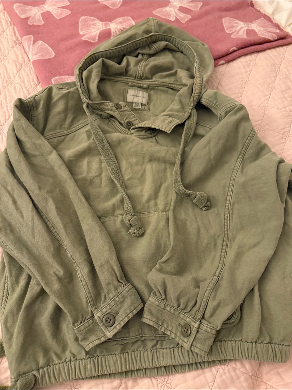 American Eagle Outfitters Olive Hooded Utility Jacket
